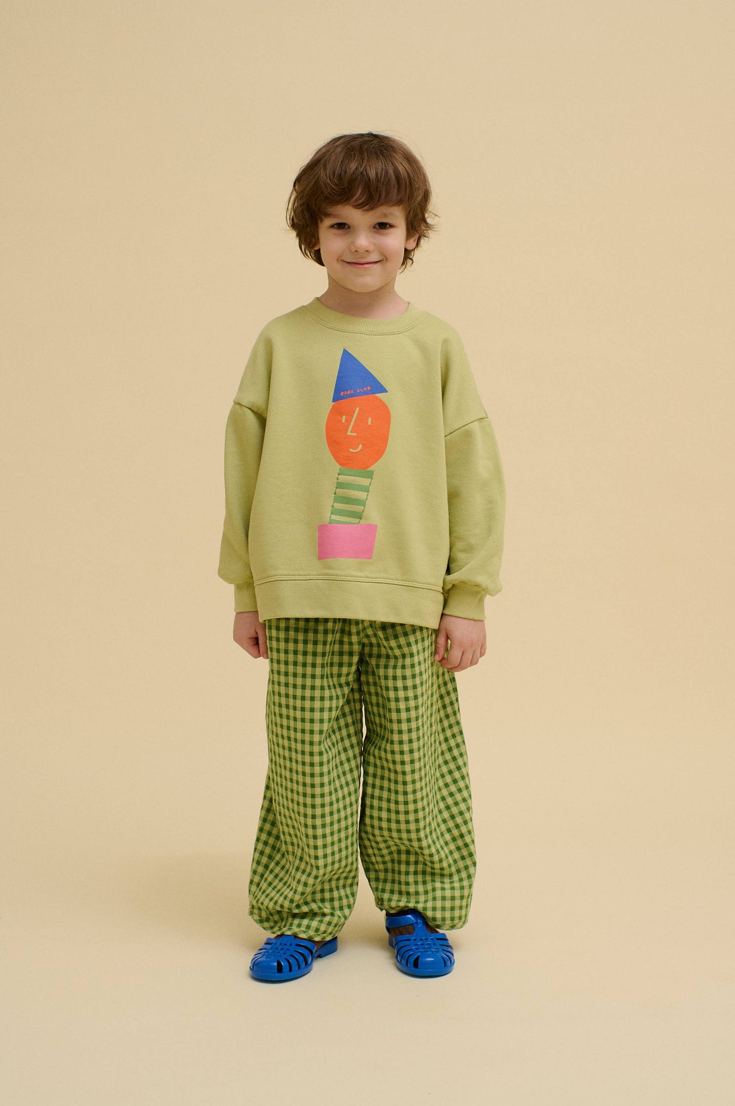 ORGANIC COTTON STACKED POTATO SWEATSHIRT: Green / 3-4 Y