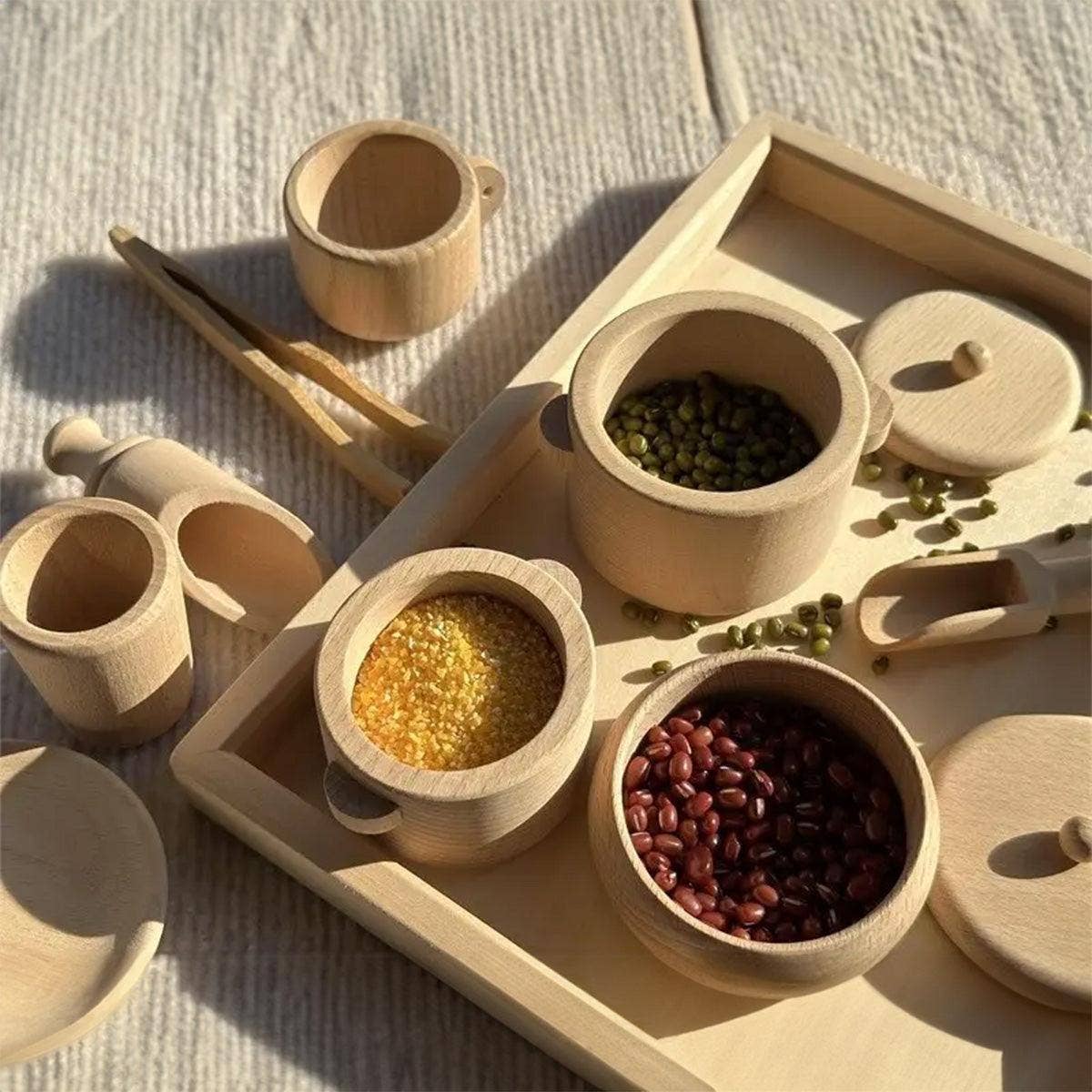 Wooden toys - Cooking set/dining set - Montessori - Open ended toys