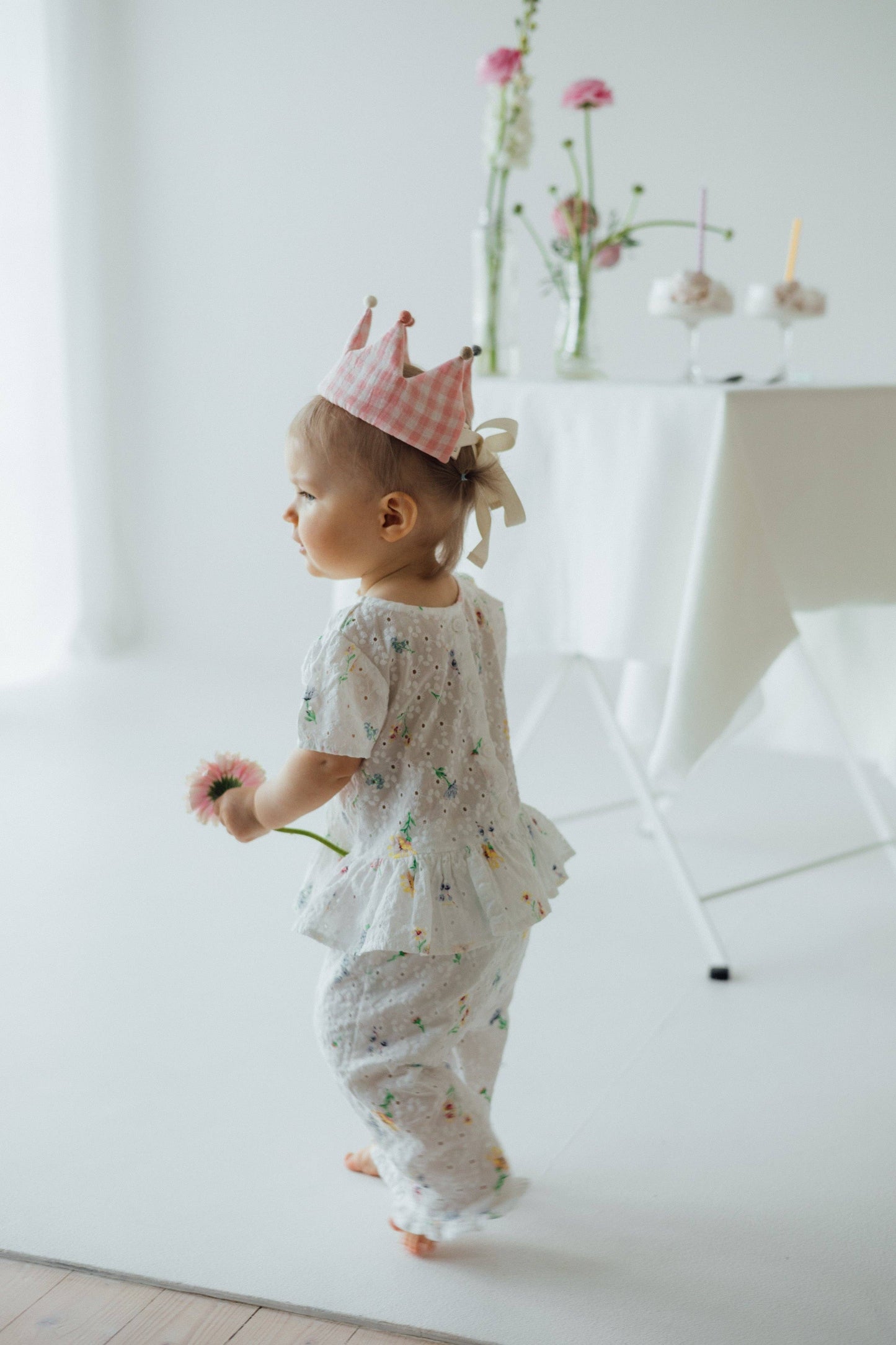TISU children's crown, Gingham collection: Pink Gingham