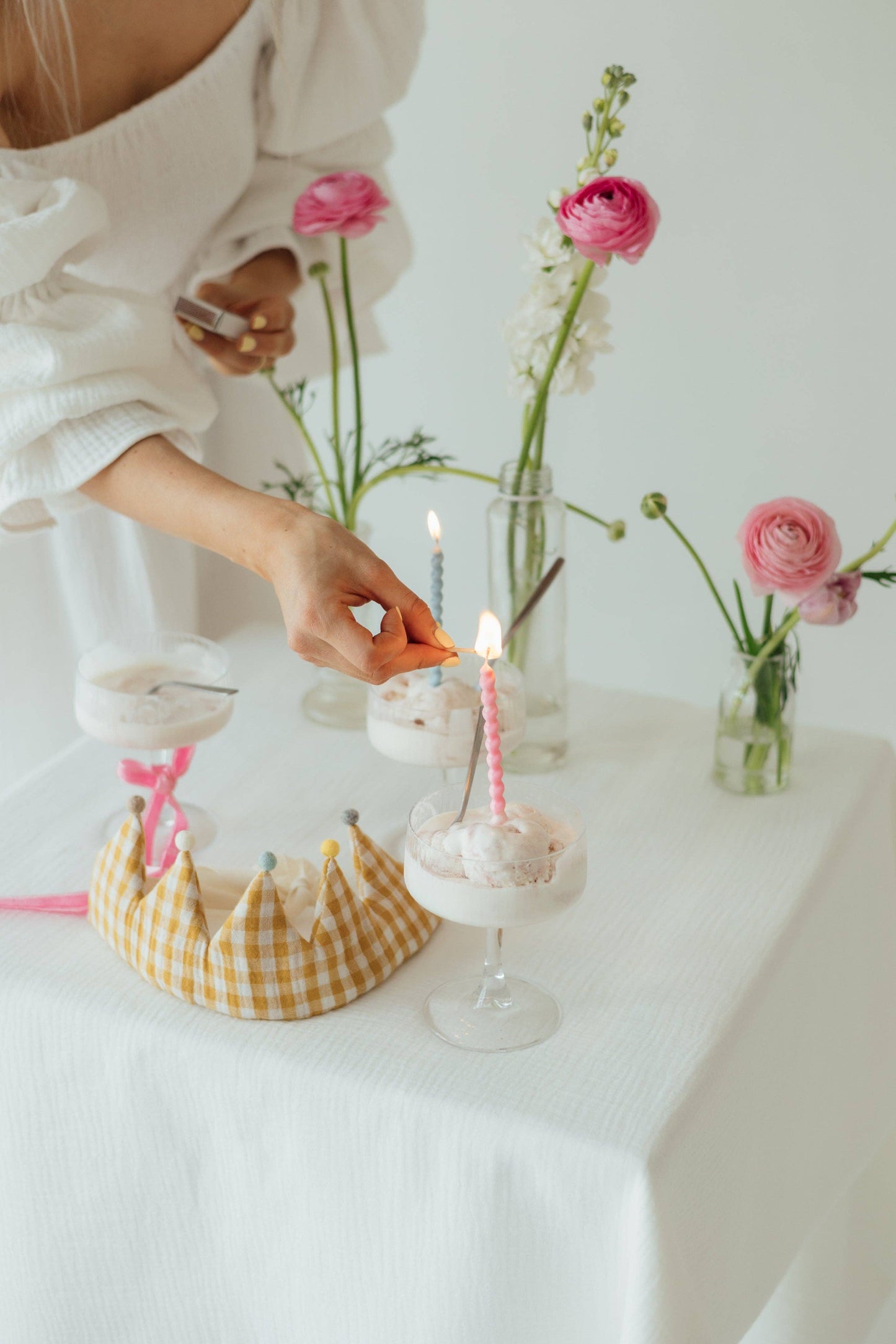 TISU children's crown, Gingham collection: Pink Gingham