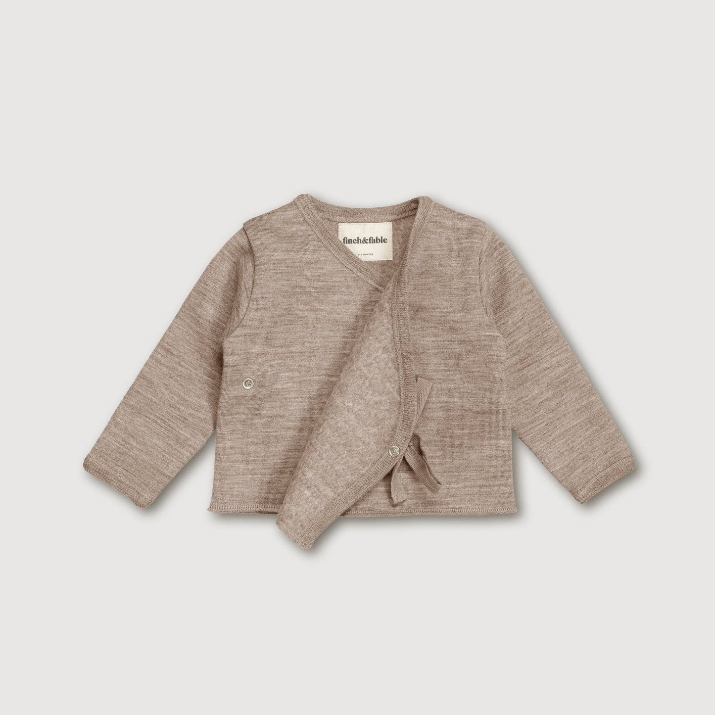 Wool Fleece Cardigan - Sand: 6-12 months