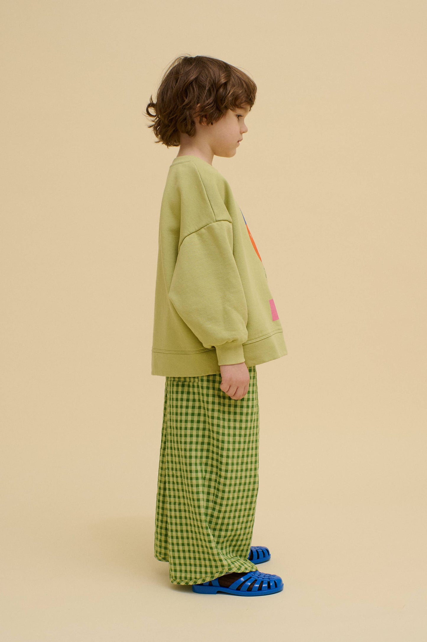 ORGANIC COTTON STACKED POTATO SWEATSHIRT: Green / 3-4 Y