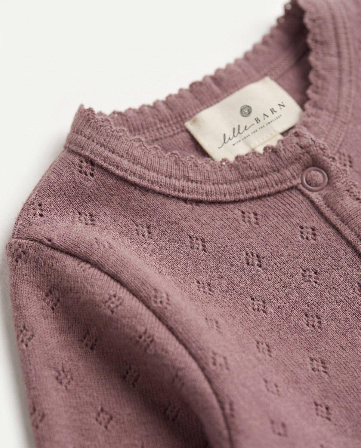 Wool baby onesie pointelle - merino wool - Rose Brown: 50