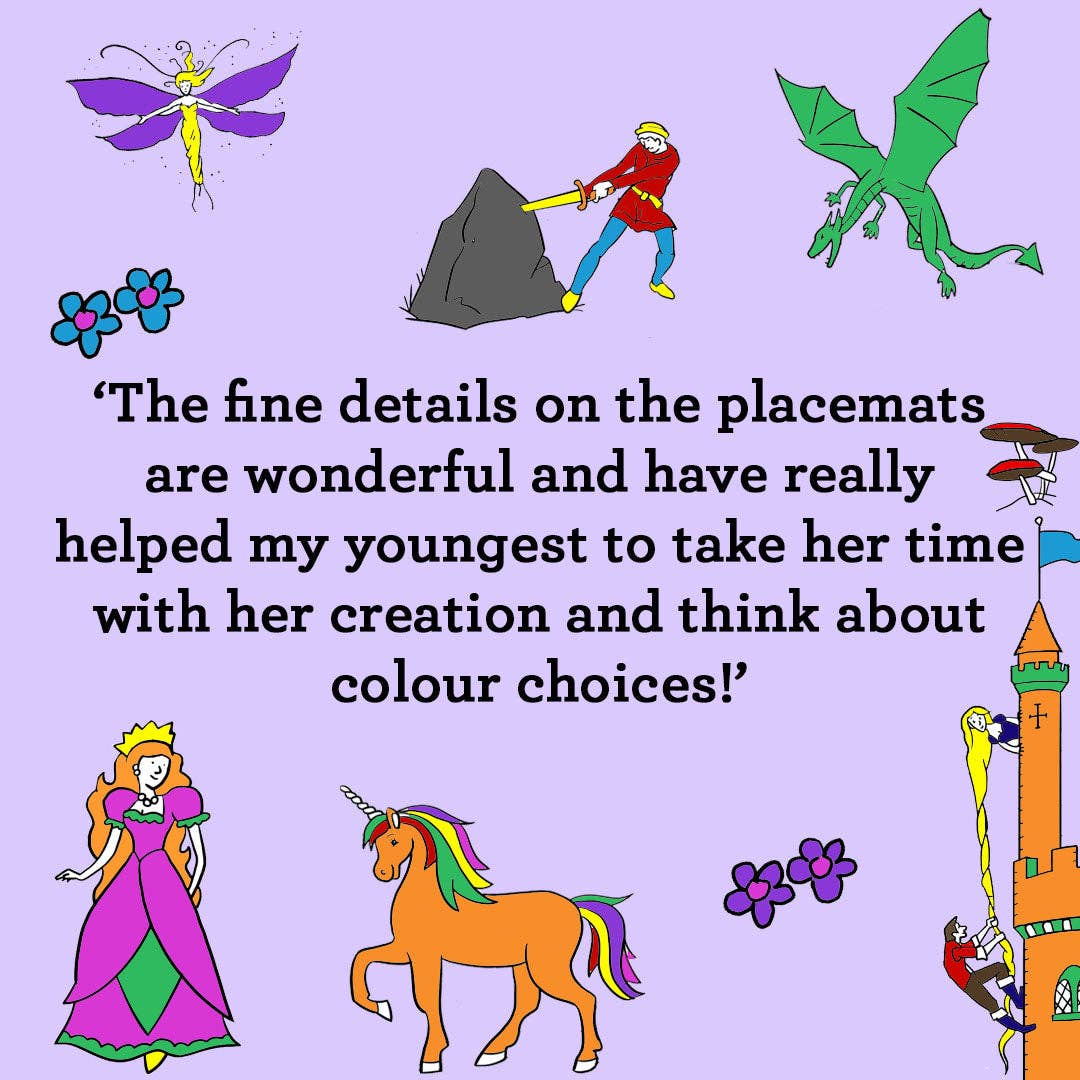 Fairytale Colour-In Cotton Placemat with Washable Pens