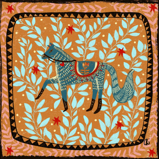 Horse square greeting card 14x14 cm.