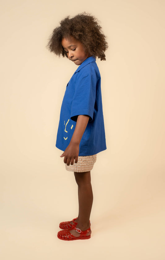 WASHED COTTON TOP: Blue / 1-2 Y