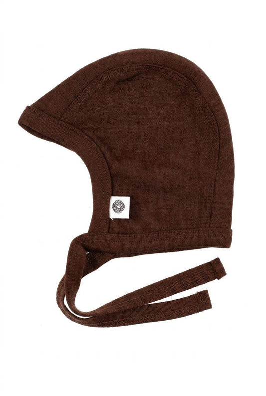 Baby wool bow hat – Merino wool - Chocolate Fondant: 50
