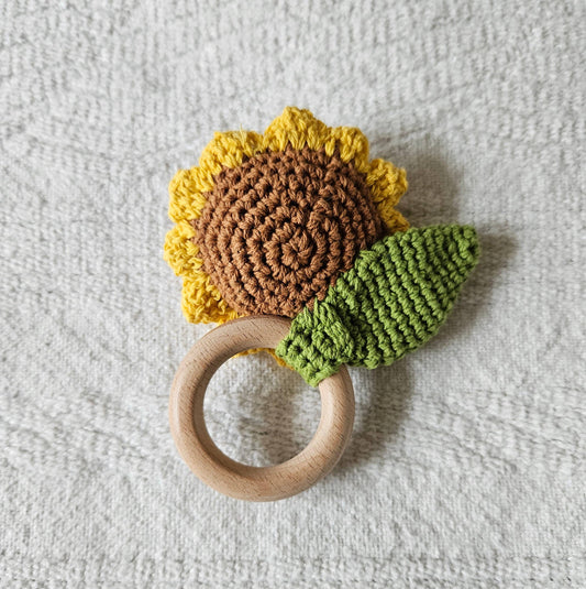 Handmade crochet rattle - Sunflower