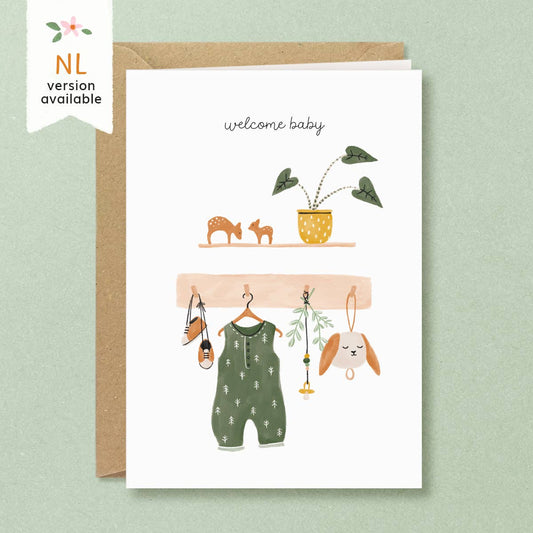 Romper New Baby Greeting Card: English