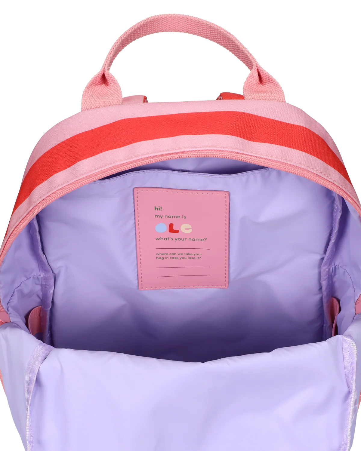 Ole · backpack medium · stripe · poppy red + litchi
