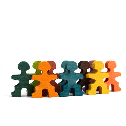 Wooden toys - Stack of Dolls/Acrobats - Montessori - Open-ended toys: 24 dolls / Rainbow