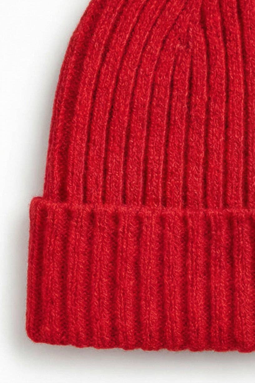Merino Wool Knitted Baby Hat - Lava: 62/68