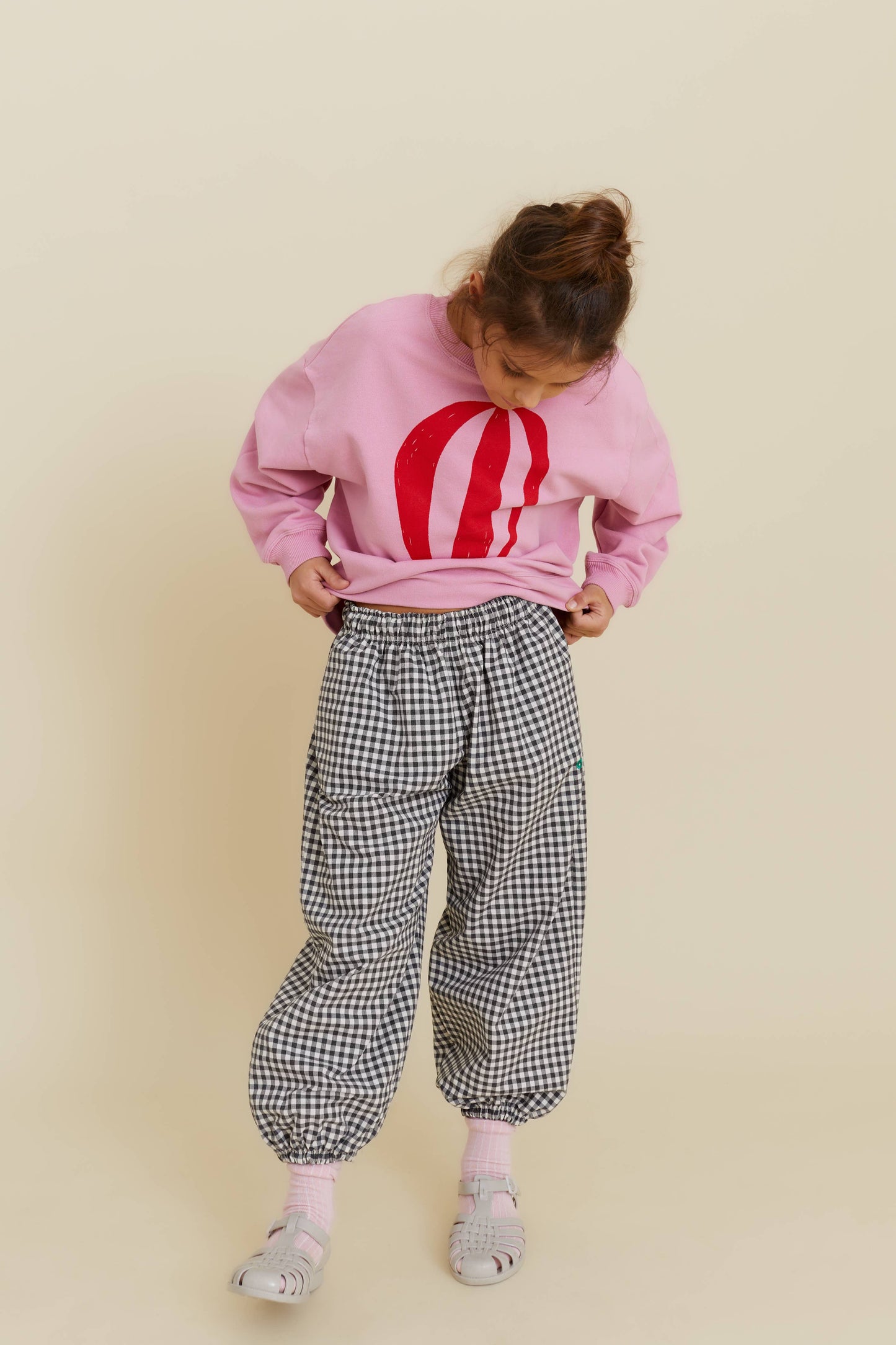 CHECKERED BALLOON PANTS: Green / 100% cotton / 5-6 Y
