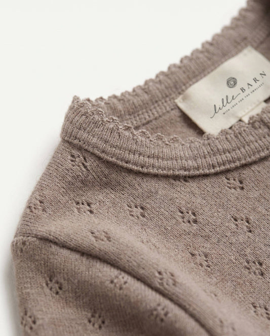 Wool pointelle baby romper - merino wool - Funghi: 62