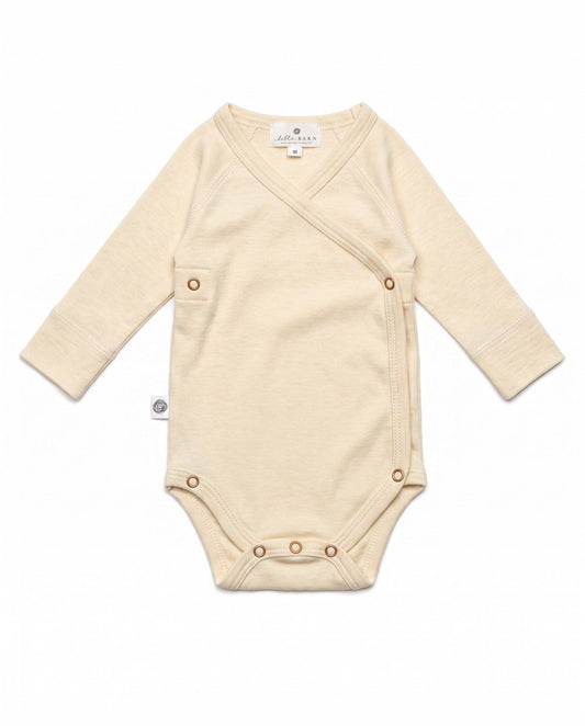 Wool Long Sleeve Wrap Romper — Merino Wool - Natural: 50