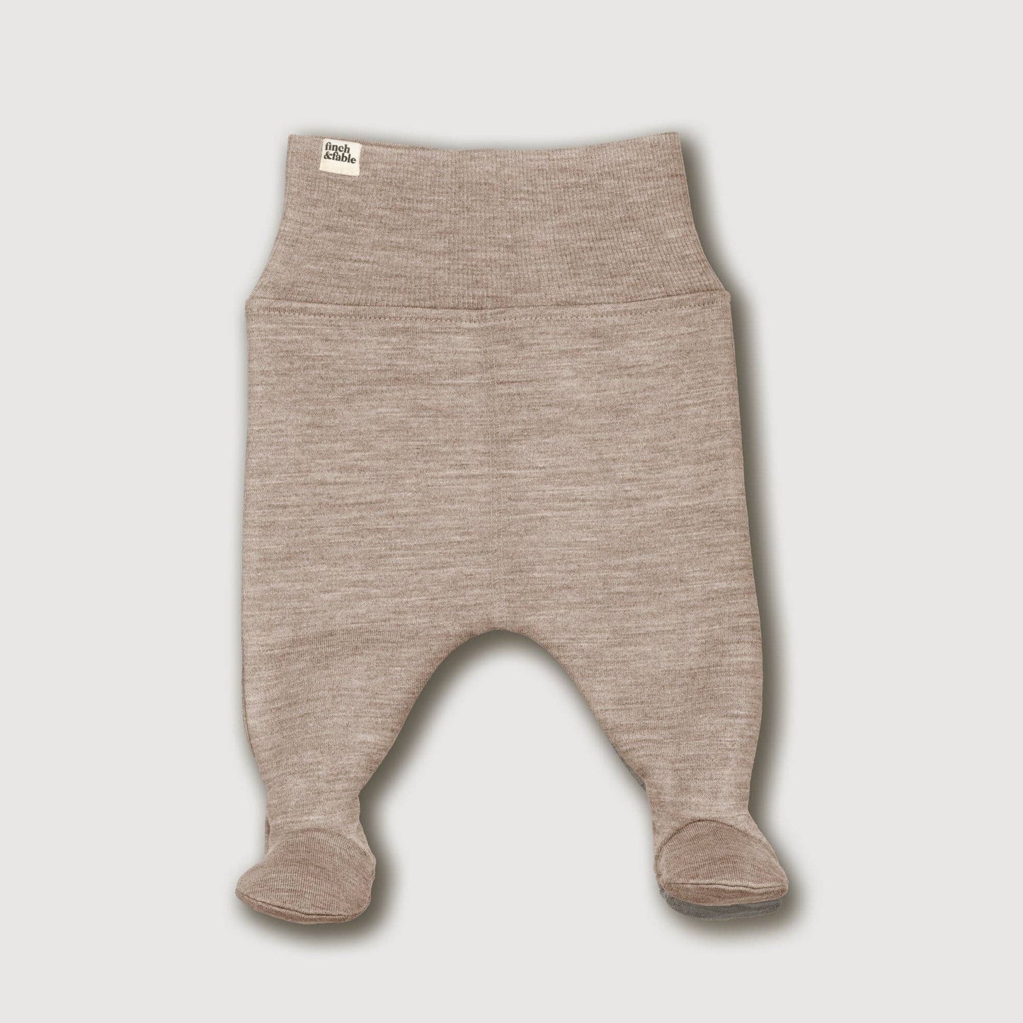 Wool Fleece Footed Pants - Sand: 3-6 months