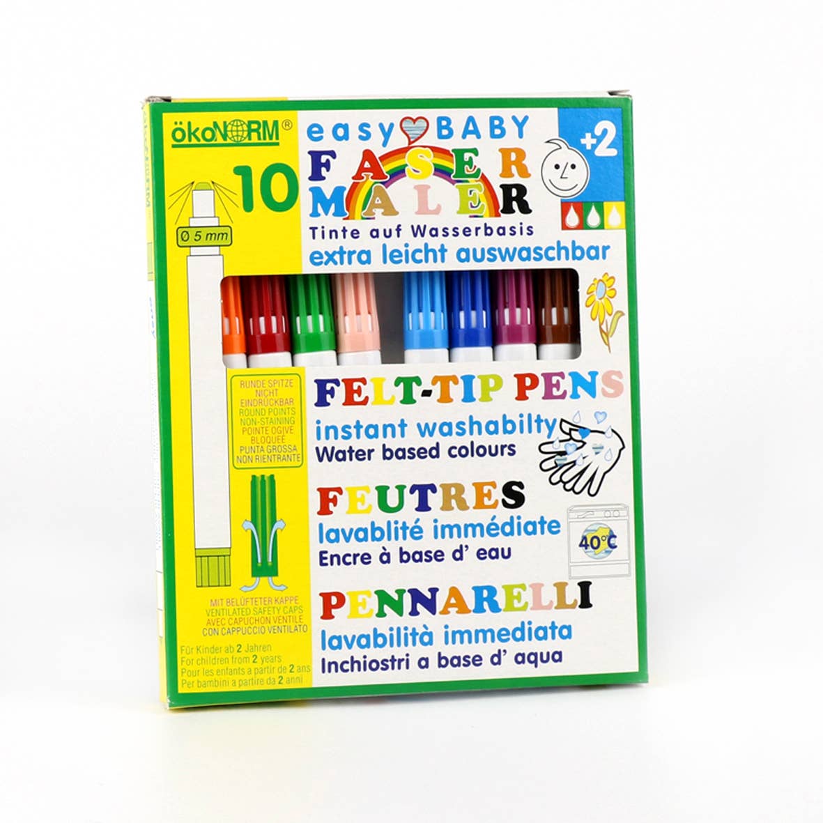 Easy Baby fibre pen, 5 mm, easy to wash out - 10 colours