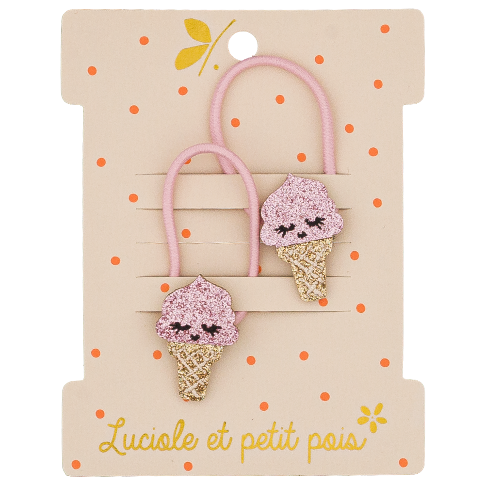 MINI ELASTICS - Strawberry ice cream (pair)