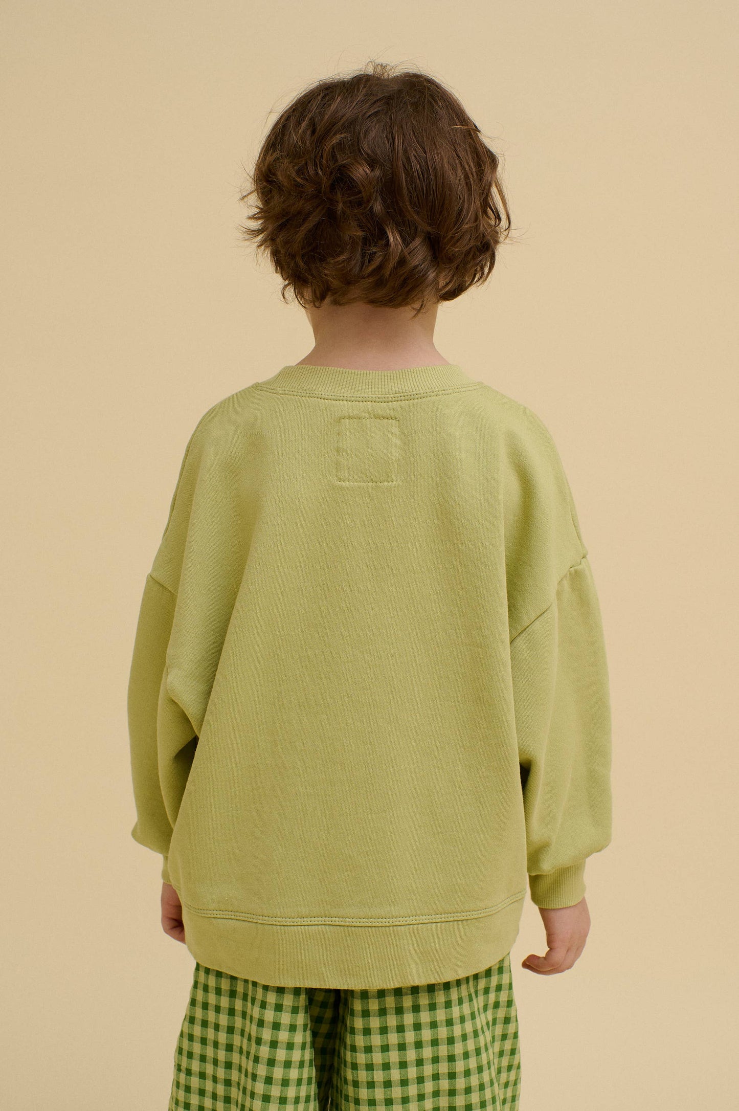 ORGANIC COTTON STACKED POTATO SWEATSHIRT: Green / 3-4 Y