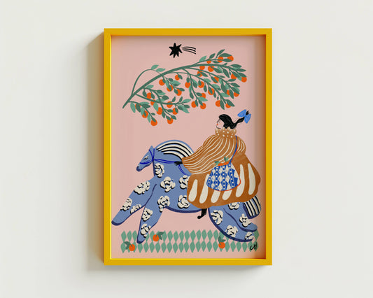 Folk lady and oranges: Medium