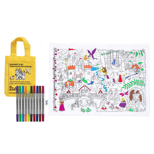 Fairytale Colour-In Cotton Placemat with Washable Pens