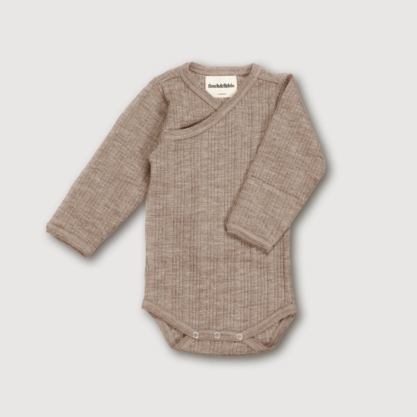 Wool Rib L/S Bodysuit - Sand: 12-18 months