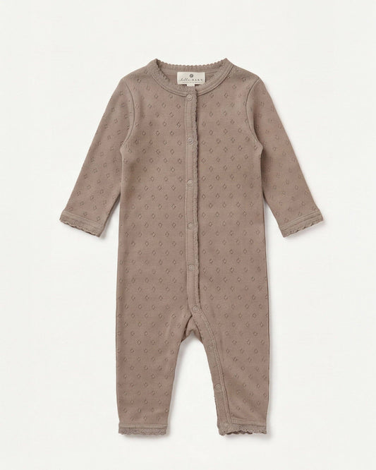Wool pointelle baby romper - merino wool - Funghi: 50
