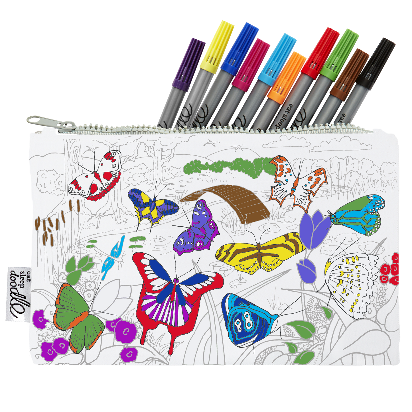 Butterfly Colour-In Pencil Case with Washable Pens