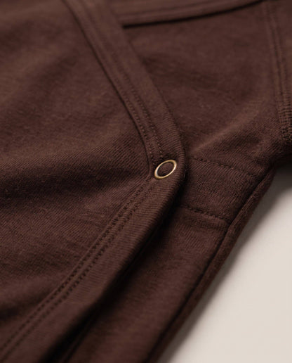 Long sleeve wool wrap bodysuit — Merino Wool - Chocolate fondant: 56