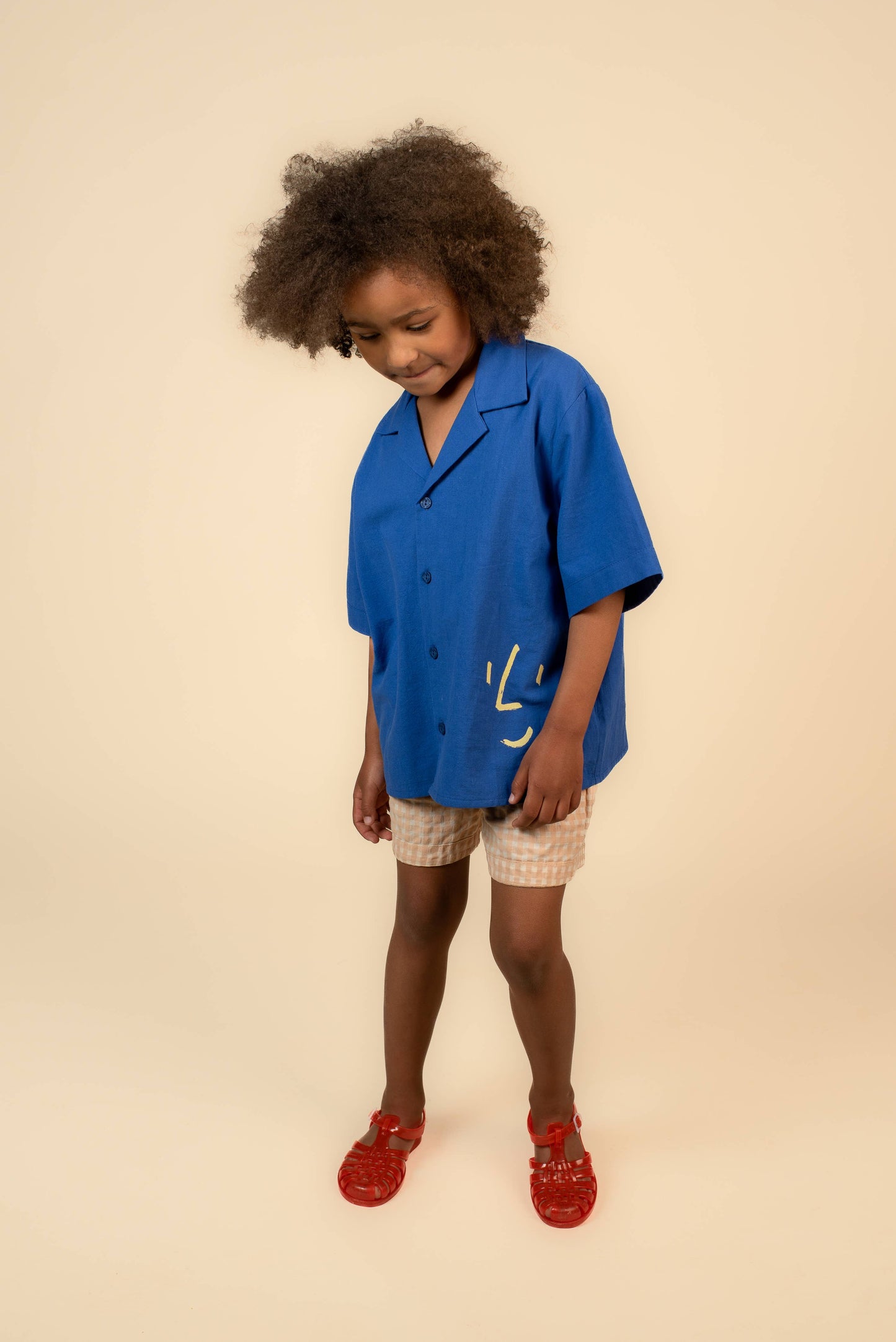 WASHED COTTON TOP: Blue / 1-2 Y