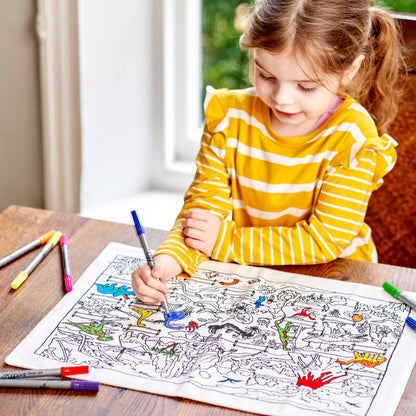 Cotton Dinosaur Colour-In Placemat with Washable Pens