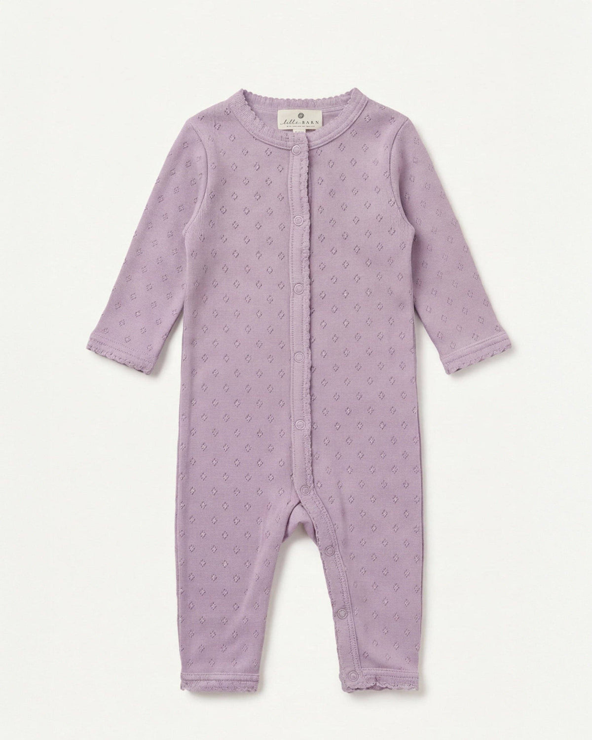 Woolen pointelle romper - merino wool - Lavender Frost: 62