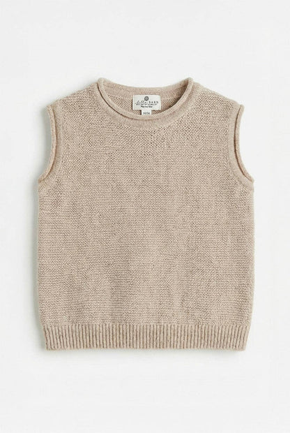 MERINO WOOL KNITTED BABY VEST - GARLIC 50/56