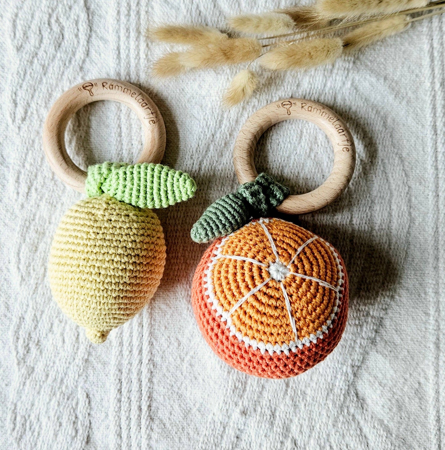 Handmade crochet rattle Lemon - Yellow