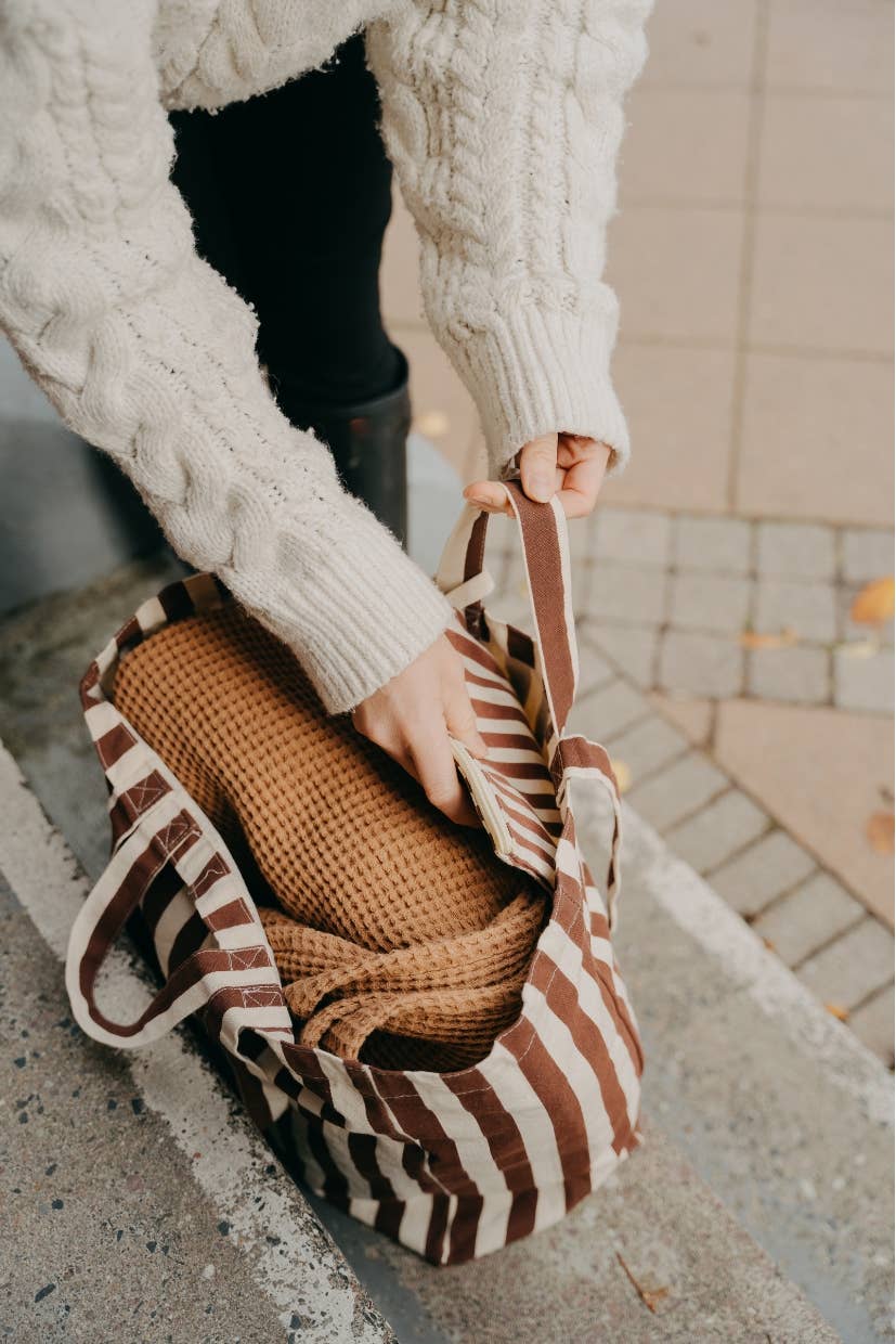 STRIPED GREEN TOTE BAG
