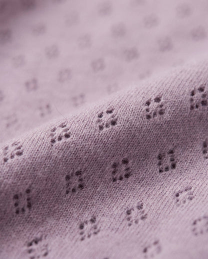 Woolen pointelle romper - merino wool - Lavender Frost: 50