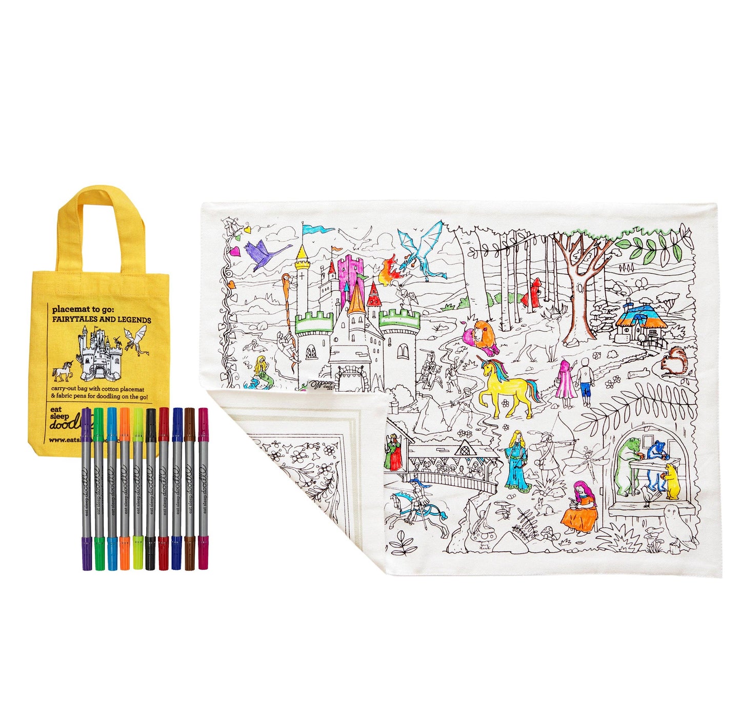 Fairytale Colour-In Cotton Placemat with Washable Pens