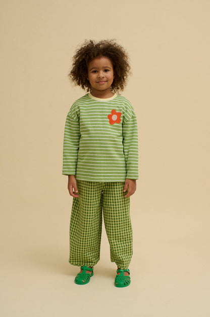 STRIPED FLOWER TEE: Green