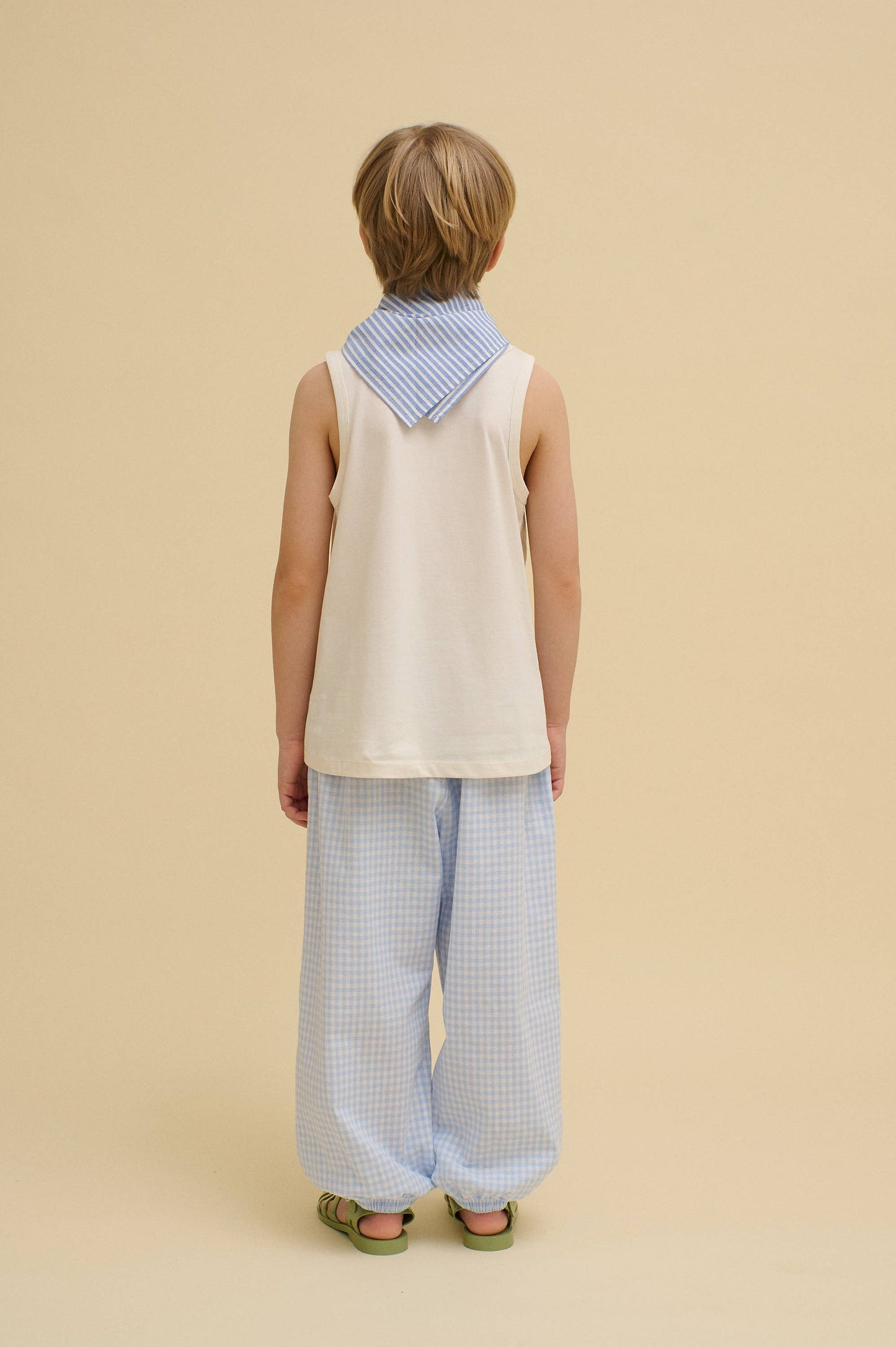 CHECKERED BALLOON PANTS : Blue