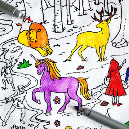 Fairytale Colour-In Cotton Placemat with Washable Pens