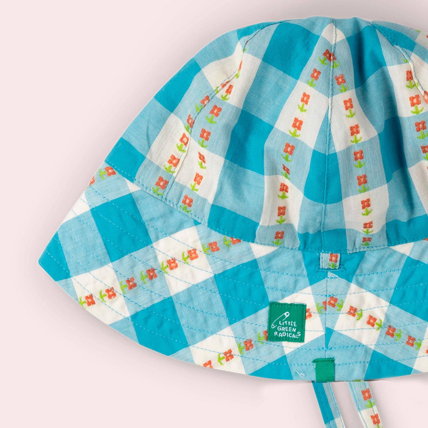 Blue Flowers Reversible Sunhat: Blue / 06-12m