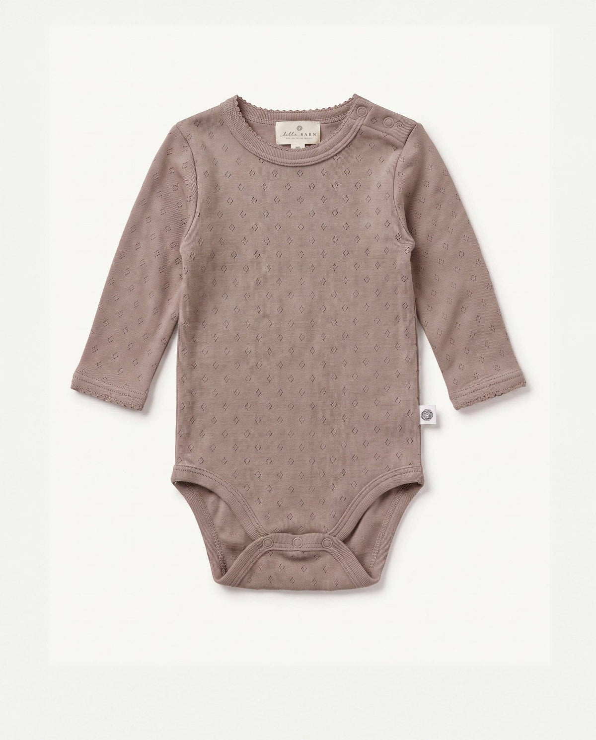 Wool romper, long sleeves, pointelle - merino wool - Funghi: 50
