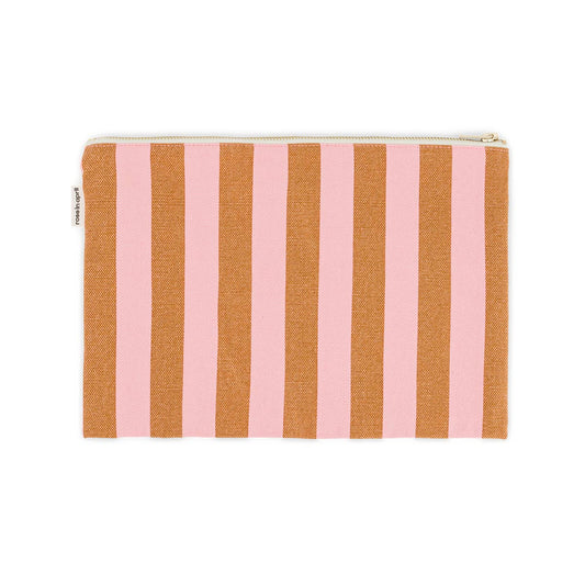 LILI FLAT POUCH STRIPES CARAMEL / STRAWBERRY: CARAMEL / STRAWBERRY