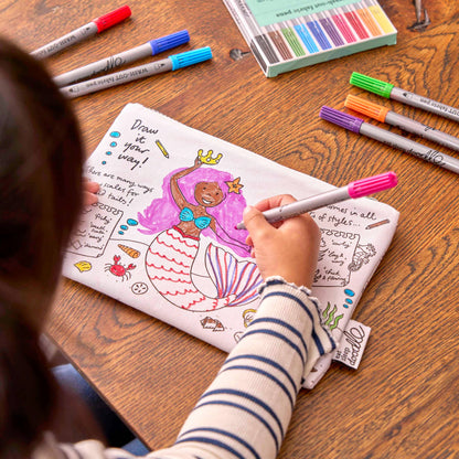 Mermaid Colour-In Pencil Case with Washable Pens