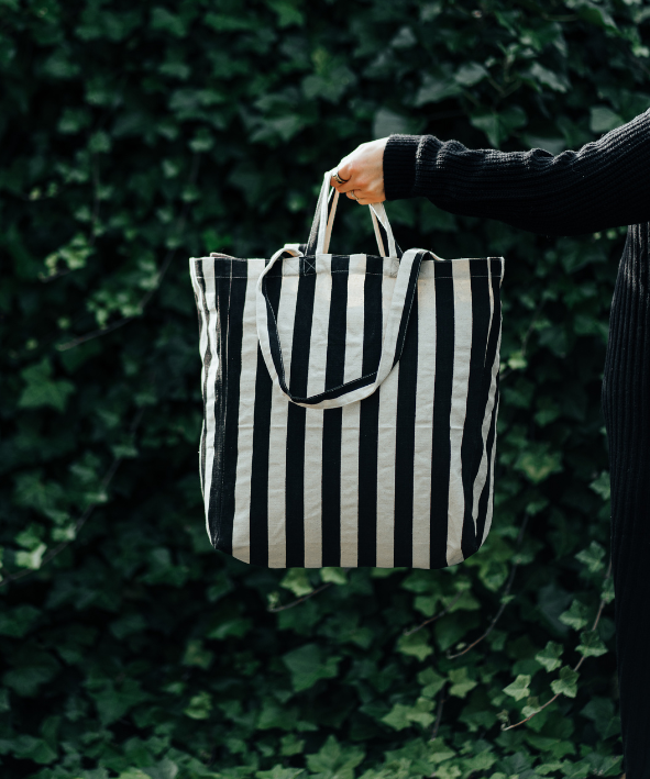 STRIPED GREEN TOTE BAG
