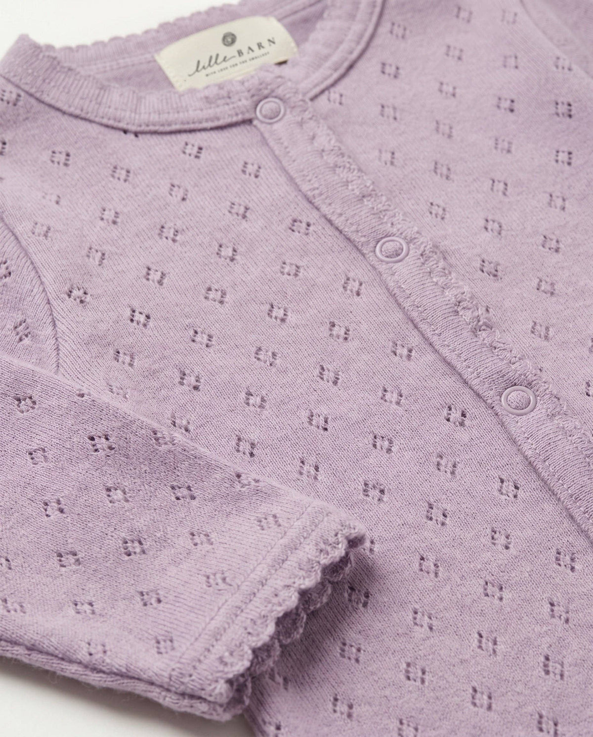 Woolen pointelle romper - merino wool - Lavender Frost: 62