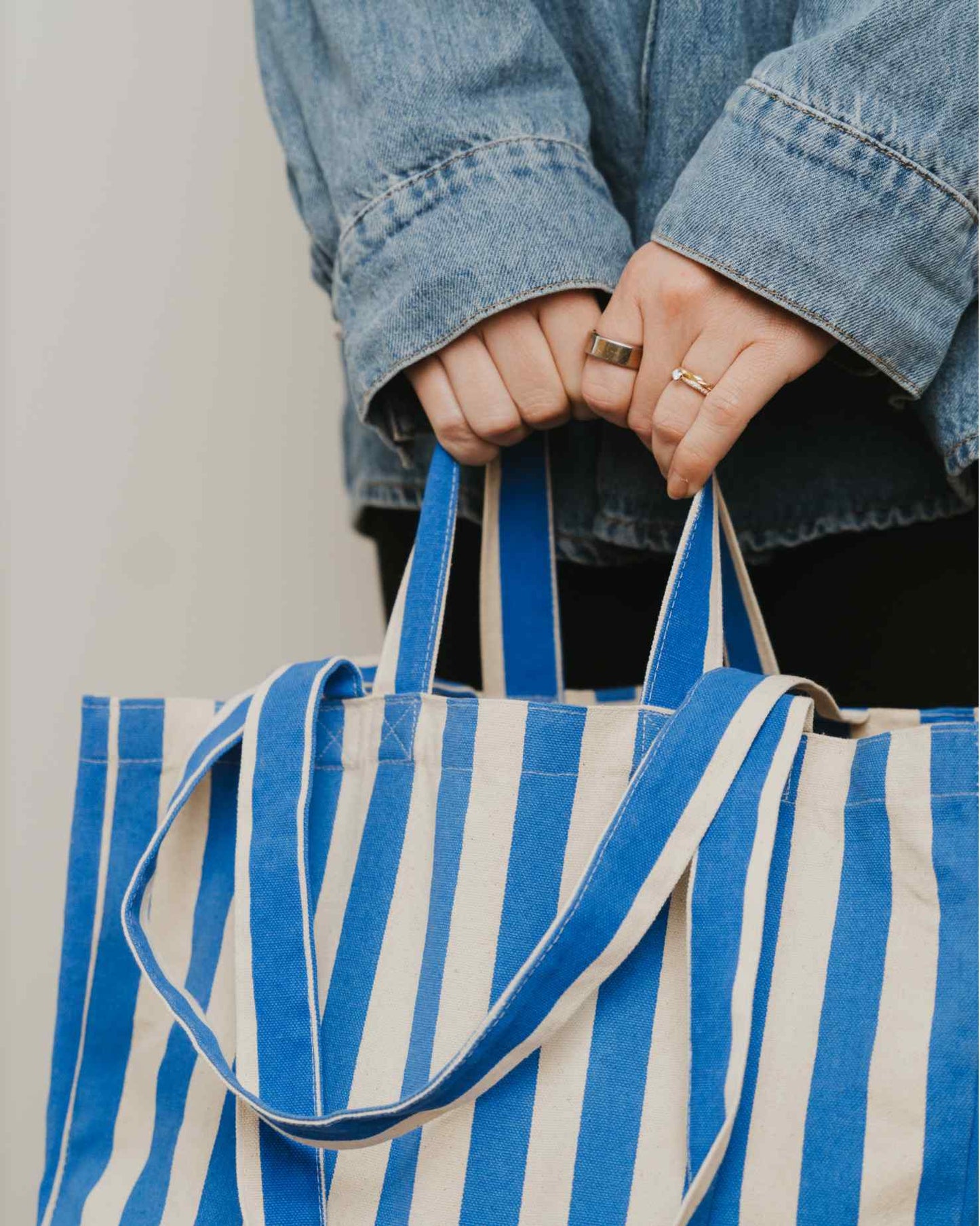 STRIPED GREEN TOTE BAG