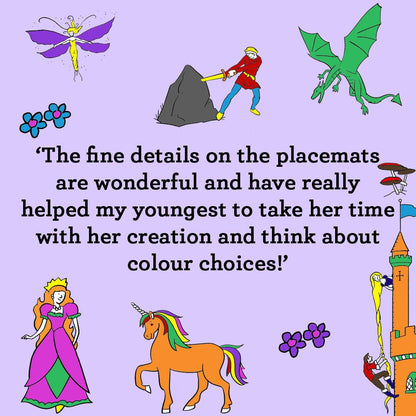 Fairytale Colour-In Cotton Placemat with Washable Pens