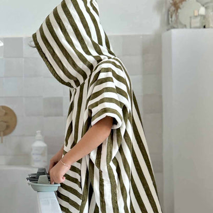 SUZON STRIPE KHAKI PONCHO KIDS: PERSIMMON / M 4/6 YEARS