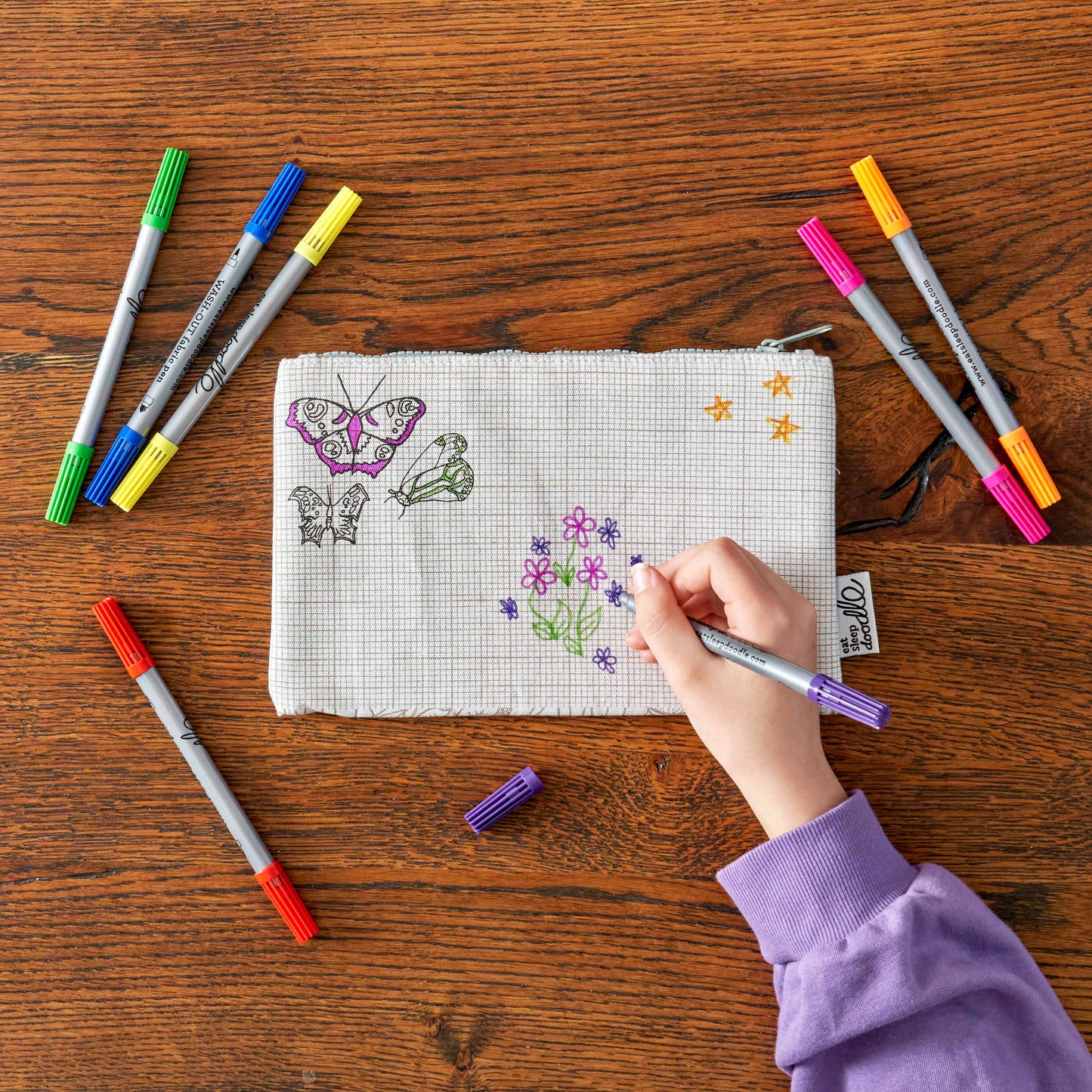 Butterfly Colour-In Pencil Case with Washable Pens